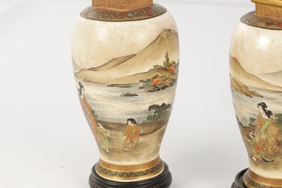 Lot 120 - A CASED PAIR OF JAPANESE MEIJI PERIOD SATSUMA PORCELAIN VASES BY GIZAN