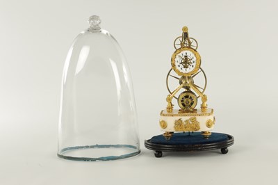 Lot 73 - AN EARLY 19TH CENTURY FRENCH EMPIRE SINGLE FUSEE SKELETON CLOCK WITH PIN WHEEL ESCAPEMENT