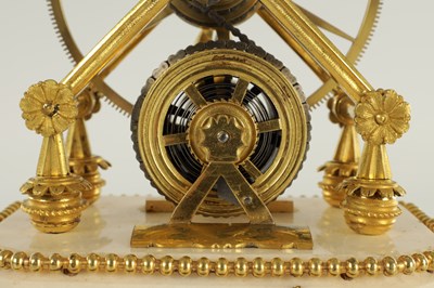 Lot 73 - AN EARLY 19TH CENTURY FRENCH EMPIRE SINGLE FUSEE SKELETON CLOCK WITH PIN WHEEL ESCAPEMENT