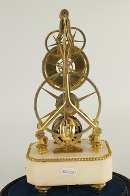 Lot 73 - AN EARLY 19TH CENTURY FRENCH EMPIRE SINGLE FUSEE SKELETON CLOCK WITH PIN WHEEL ESCAPEMENT