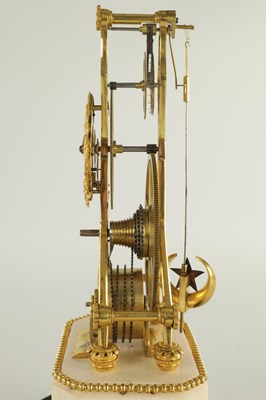 Lot 73 - AN EARLY 19TH CENTURY FRENCH EMPIRE SINGLE FUSEE SKELETON CLOCK WITH PIN WHEEL ESCAPEMENT