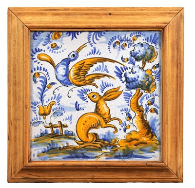 Lot 107 - A 19TH CENTURY PORTUGUESE CERAMIC TILE