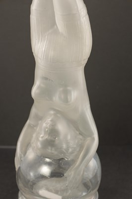 Lot 14 - A 19TH CENTURY FRENCH FROSTED AND CLEAR GLASS SOAP BOTTLE BY LEGRAS & CIE
