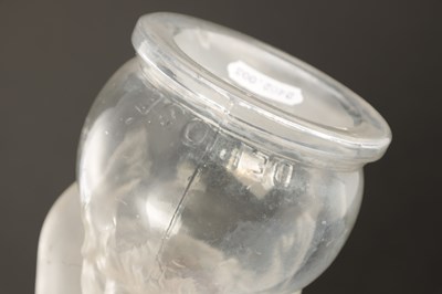 Lot 14 - A 19TH CENTURY FRENCH FROSTED AND CLEAR GLASS SOAP BOTTLE BY LEGRAS & CIE