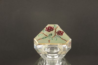 Lot 12 - AN ART DECO FRENCH PAINTED WHISKEY DECANTER