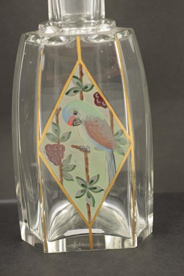 Lot 12 - AN ART DECO FRENCH PAINTED WHISKEY DECANTER