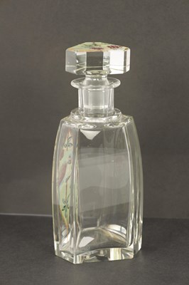 Lot 12 - AN ART DECO FRENCH PAINTED WHISKEY DECANTER