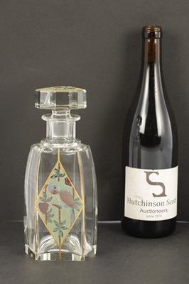 Lot 12 - AN ART DECO FRENCH PAINTED WHISKEY DECANTER