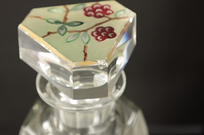 Lot 12 - AN ART DECO FRENCH PAINTED WHISKEY DECANTER