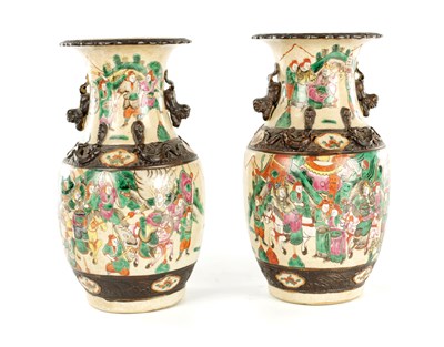 Lot 241 - A PAIR OF 19TH CENTURY CHINESE CRACKLE GLAZED VASES