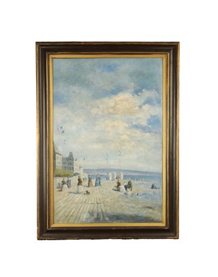 Lot 996 - R. LABONNE. A 20TH CENTURY FRENCH IMPRESSIONIST OIL ON CANVAS SEA FRONT LANDSCAPE