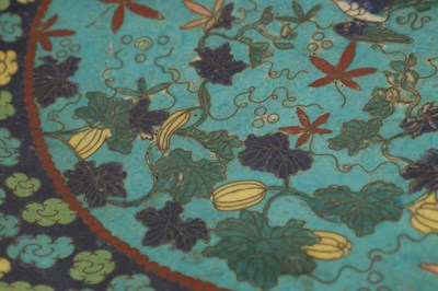 Lot 174 - A CHINESE CLOISONNE ENAMEL CHARGER AND A BRONZE CENSER
