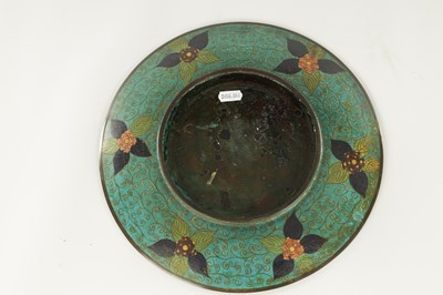 Lot 174 - A CHINESE CLOISONNE ENAMEL CHARGER AND A BRONZE CENSER
