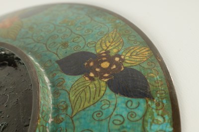 Lot 174 - A CHINESE CLOISONNE ENAMEL CHARGER AND A BRONZE CENSER