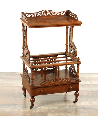 Lot 1290 - A 19TH CENTURY BURR WALNUT CANTERBURY