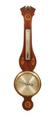 Lot 1695 - CHARLES AIANO, CANTERBURY. A GEORGE III SHELL INLAID WHEEL BAROMETER