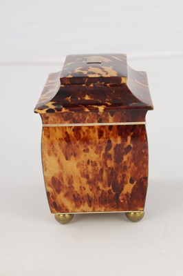 Lot 1116 - AN EARLY 19TH CENTURY TORTOISESHELL PAGODA SHAPED TEA CADDY