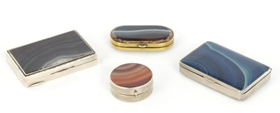 Lot 1079 - A COLLECTION OF FOUR AGATE MOUNTED BOXES