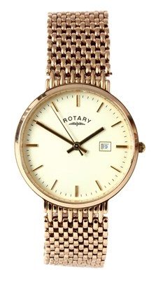 Lot 159 - A GENTLEMAN'S 9ct YELLOW GOLD ROTARY WRIST...