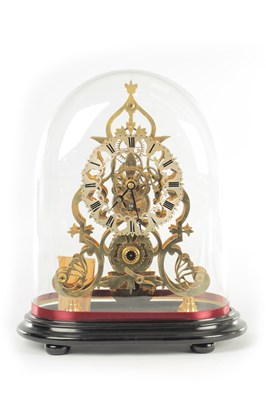 Lot 1713 - A 19TH CENTURY BRASS SKELETON CLOCK TIMEPIECE