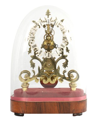 Lot 1655 - A LARGE 19TH CENTURY BRASS FUSEE SKELETON CLOCK TIMEPIECE
