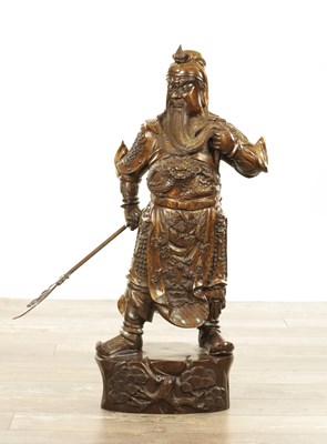 Lot 131 - A LARGE CHINESE PATINATED NAD GILT BRONZE FIGURAL SCULPTURE