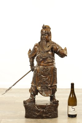 Lot 131 - A LARGE CHINESE PATINATED NAD GILT BRONZE FIGURAL SCULPTURE