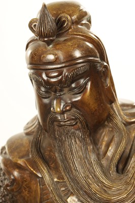 Lot 131 - A LARGE CHINESE PATINATED NAD GILT BRONZE FIGURAL SCULPTURE