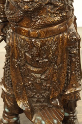 Lot 131 - A LARGE CHINESE PATINATED NAD GILT BRONZE FIGURAL SCULPTURE