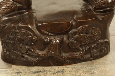Lot 131 - A LARGE CHINESE PATINATED NAD GILT BRONZE FIGURAL SCULPTURE