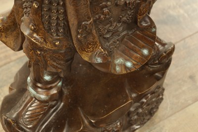 Lot 131 - A LARGE CHINESE PATINATED NAD GILT BRONZE FIGURAL SCULPTURE