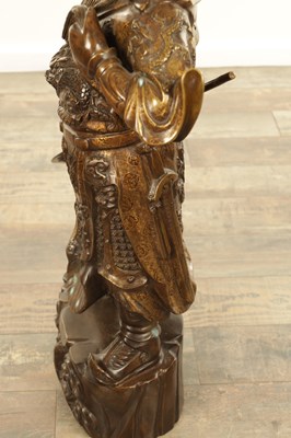 Lot 131 - A LARGE CHINESE PATINATED NAD GILT BRONZE FIGURAL SCULPTURE