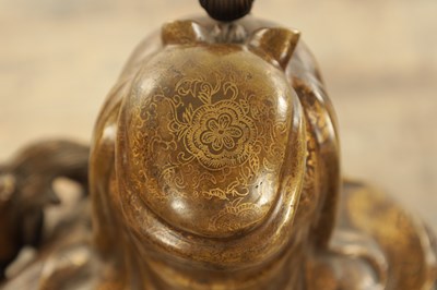 Lot 131 - A LARGE CHINESE PATINATED NAD GILT BRONZE FIGURAL SCULPTURE