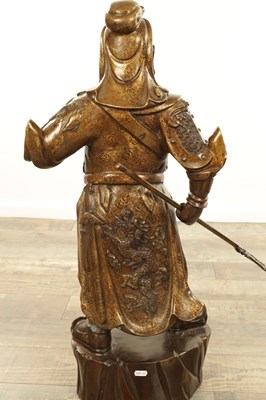 Lot 131 - A LARGE CHINESE PATINATED NAD GILT BRONZE FIGURAL SCULPTURE