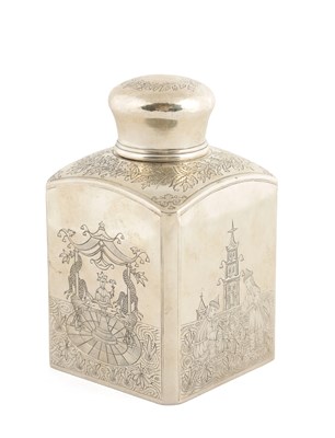 Lot 433 - A LATE 19TH CENTURY RUSSIAN IMPERIAL SILVER CHINOISERIE TEA CADDY