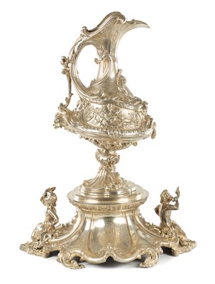 Lot 416 - A LARGE AND IMPRESSIVE VICTORIAN SILVER PRESENTATION EWER ON STAND
