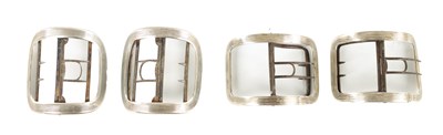Lot 341 - TWO PAIRS OF GEORGIAN SILVER BELT BUCKLES