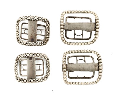 Lot 399 - TWO PAIRS OF GEORGIAN SILVER BELT BUCKLES