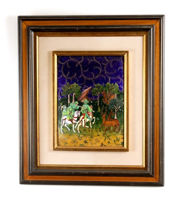 Lot 849 - A LARGE EARLY 20TH CENTURY LIMOGES ENAMEL HANGING PLAQUE