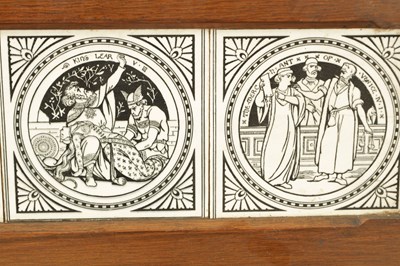 Lot 58 - AN AESTHETIC SET OF SIX MINTON STYLE TILES OF SHAKESPEARE PLAYS IN THE MANNER OF JOHN MOYR