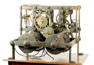 Lot 1536 - WHITEHURST DERBY. AN 18TH CENTURY DOUBLE WEIGHTED TURRET CLOCK MOVEMENT