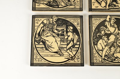 Lot 46 - A SET OF SIX AESTHETIC PERIOD MINTONS CERAMIC TILES IN THE MANNER OF JOHN MOYR SMITH