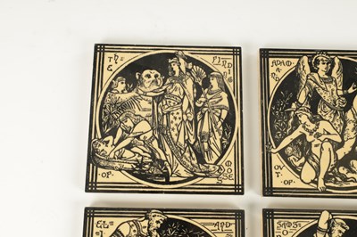 Lot 46 - A SET OF SIX AESTHETIC PERIOD MINTONS CERAMIC TILES IN THE MANNER OF JOHN MOYR SMITH
