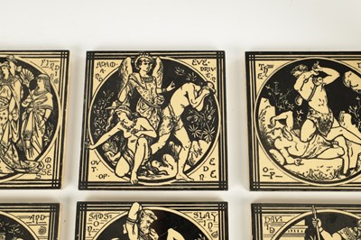 Lot 46 - A SET OF SIX AESTHETIC PERIOD MINTONS CERAMIC TILES IN THE MANNER OF JOHN MOYR SMITH