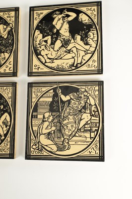 Lot 46 - A SET OF SIX AESTHETIC PERIOD MINTONS CERAMIC TILES IN THE MANNER OF JOHN MOYR SMITH