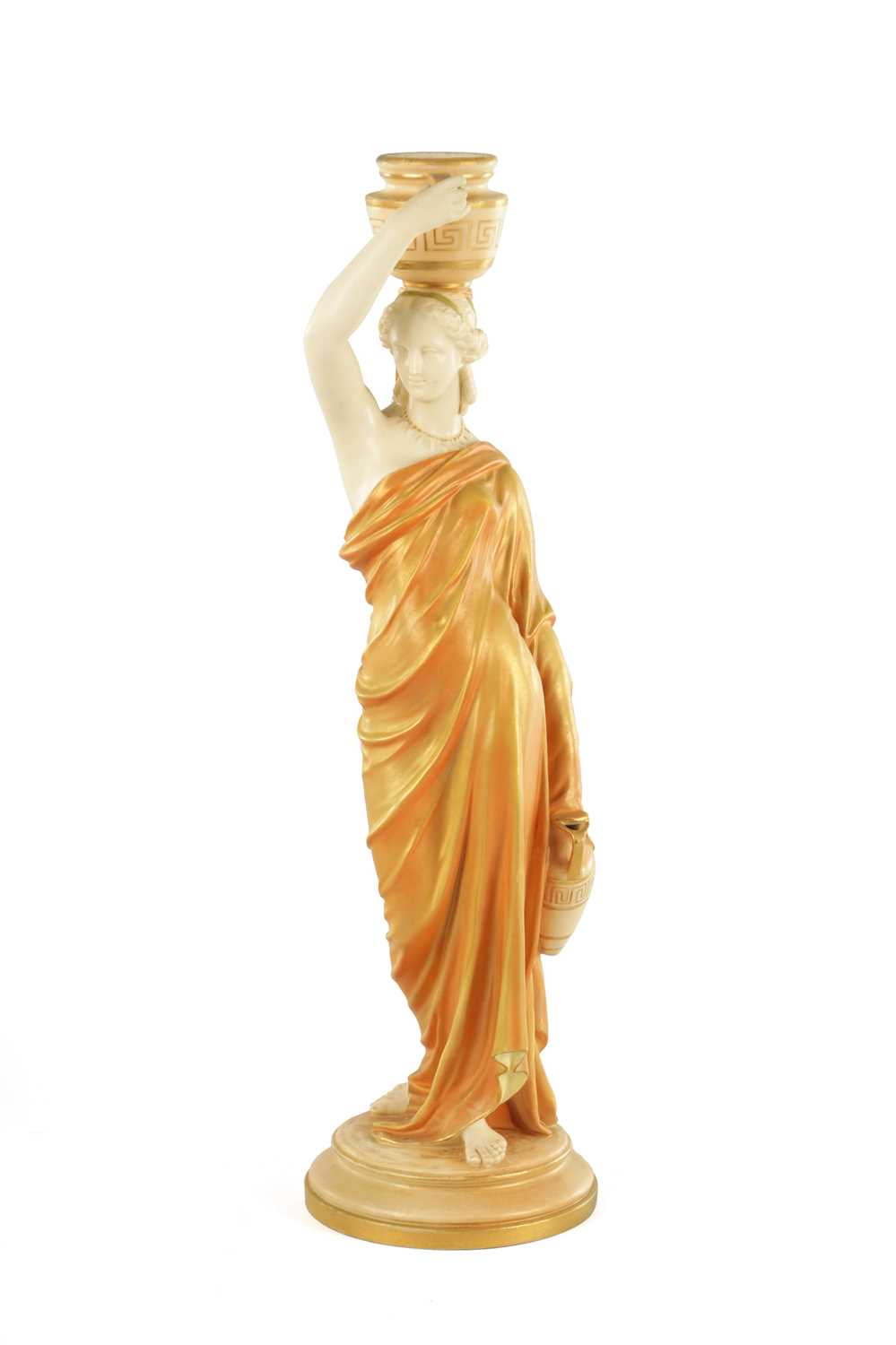 Lot 100 - A LATE 19TH CENTURY ROYAL WORCESTER PORCELAIN FIGURE OF A WATER CARRIER