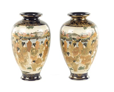 Lot 248 - A PAIR OF JAPANESE MEIJI PERIOD SATSUMA PORCELAIN CABINET VASES