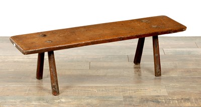 Lot 1334 - AN 18TH CENTURY OAK PEGGED STOOL