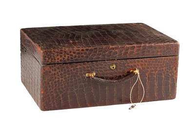 Lot 924 - W. THORNHILL & CO. NEW BOND STREET. A BROWN CROCODILE SKIN COVERED CORRESPONDENCE BOX