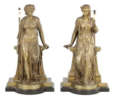 Lot 818 - AFTER EUTROPE BOURET (FRENCH, 1833-1906) A PAIR OF LATE 19TH CENTURY BRONZE FIGURES